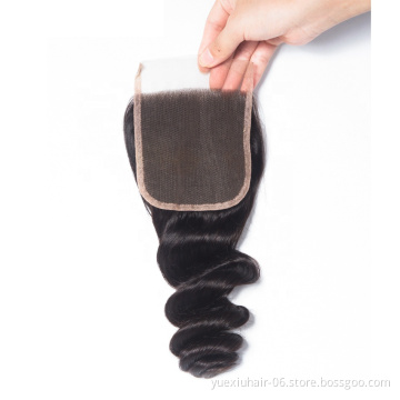 150% Density Cuticle Aligned Closure Frontal Human Hair 4x4 Loose Wave Closure Hair Factory Price Virgin Hair